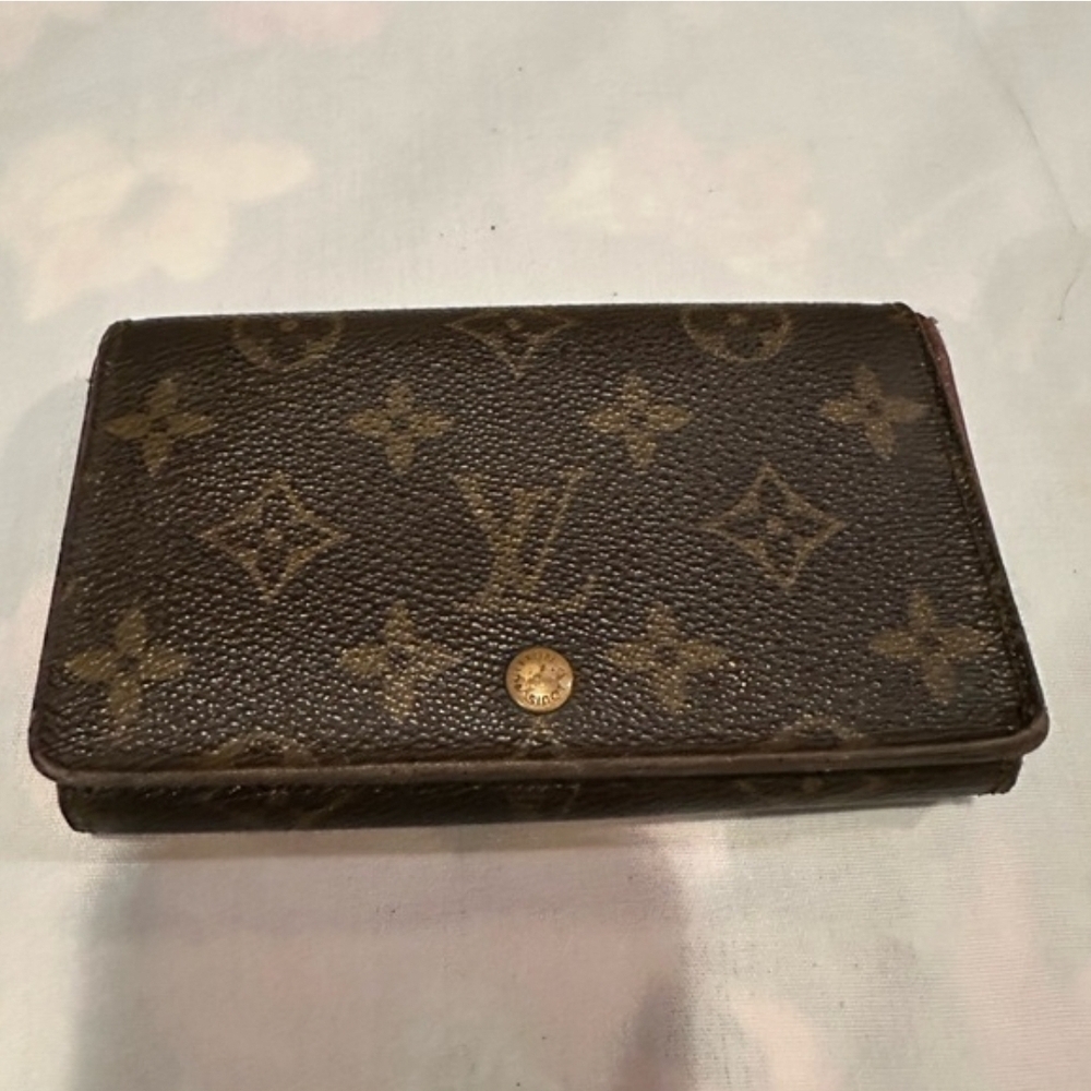Auth-Louis Vuitton Brown Monogram Porte-Monnaie Tresor Walleet In good Condiion